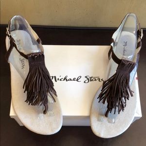Michael Stars T-Strap Fringe Sandal
